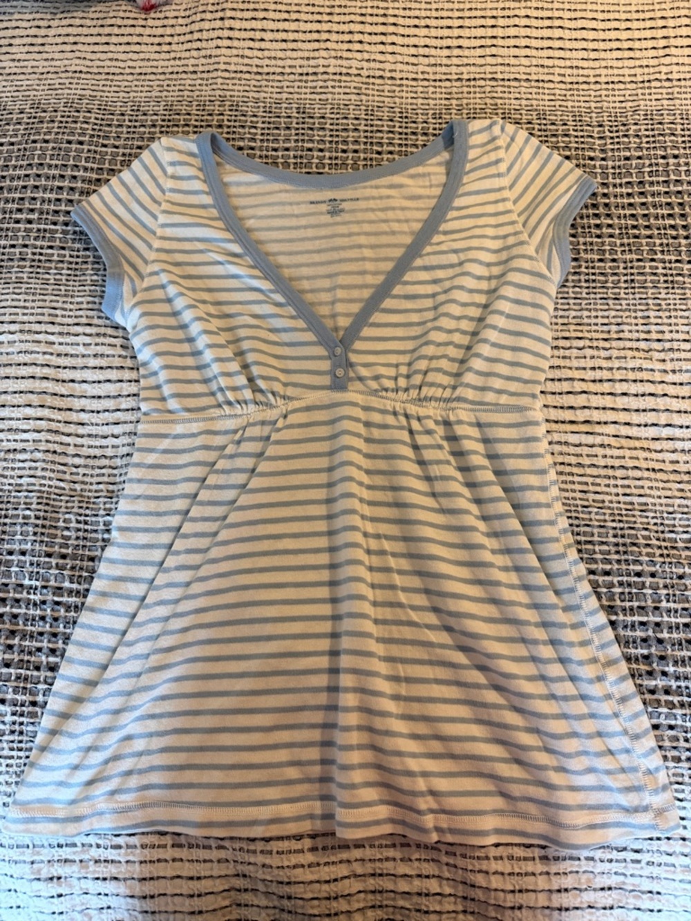 Brandy Melville Light Blue and Cream Striped Top